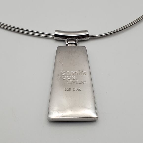 Sarah’s Hope Sterling Silver & Blue Dichroic Glass Necklace Pendant & Chain - Picture 3 of 6